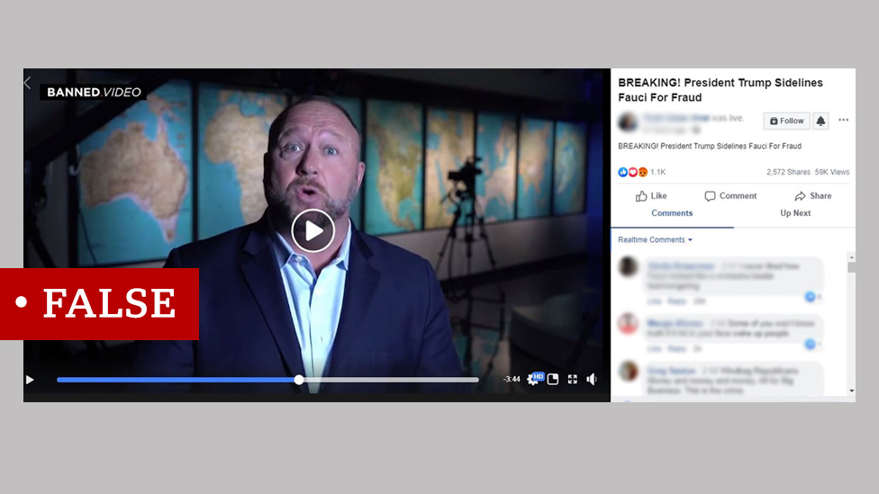 Screenshot of a video with Alex Jones, the right-wing conspiracy theorist