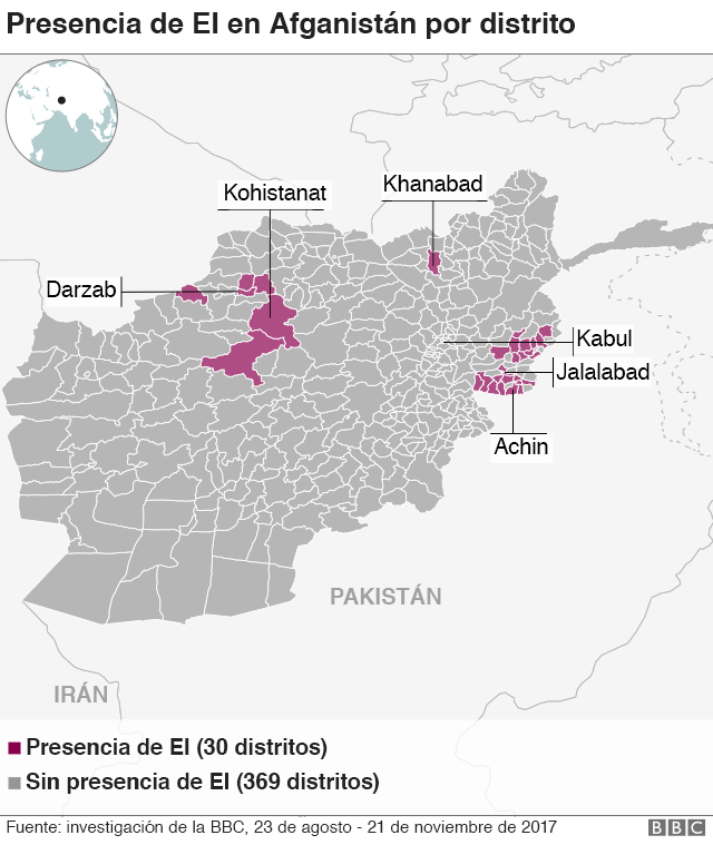 Mapa presencia del Estado Islámico.