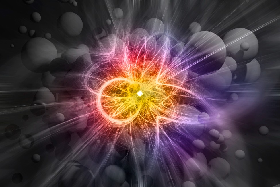 Ilustración de una colisión de partículas
