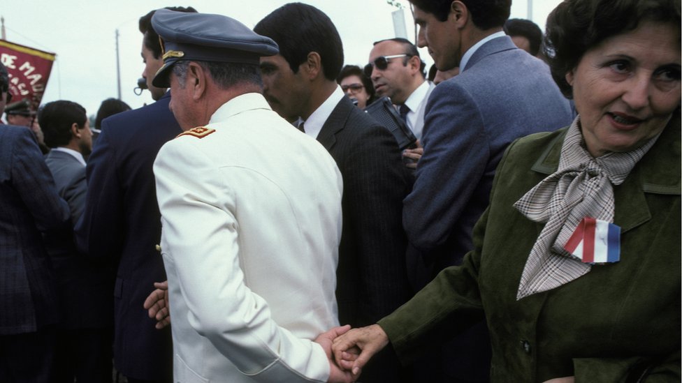 Augusto Pinochet and Lucia Hiriart in Chile in 1984
