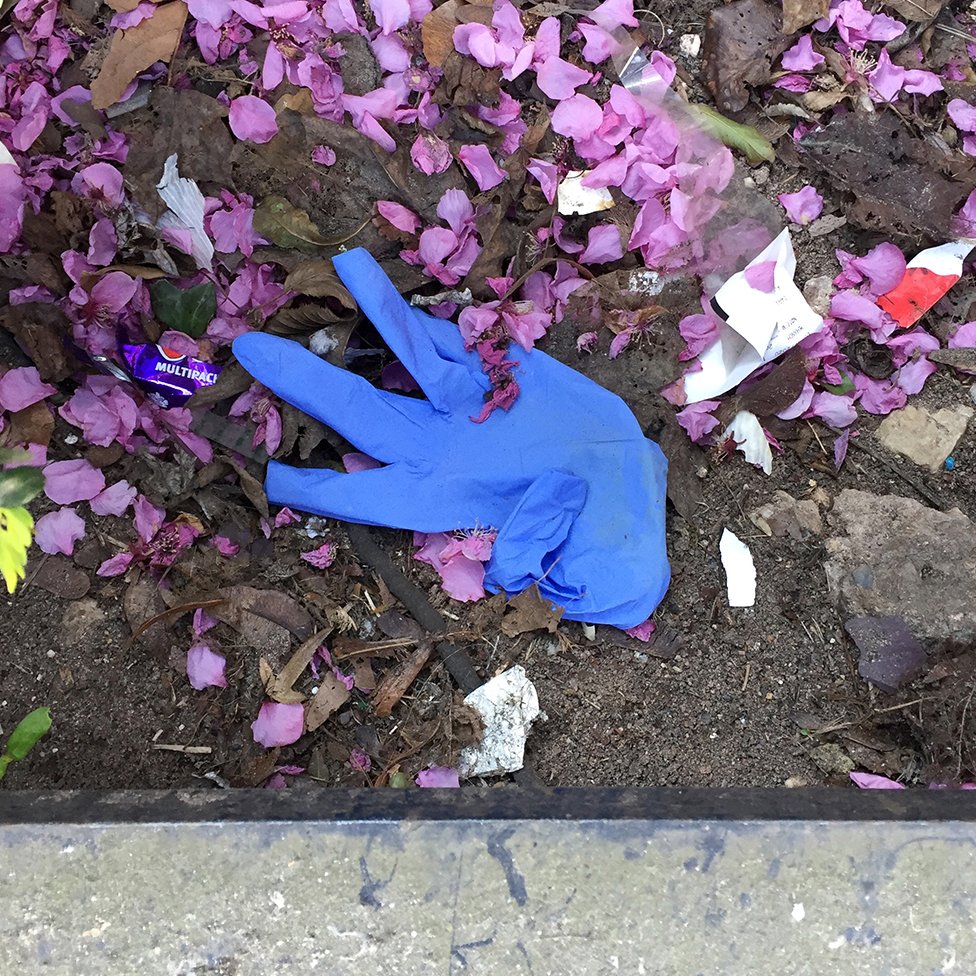 Discarded gloves