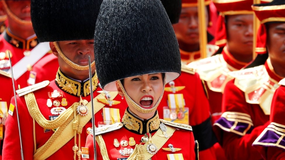 Sineenat Wongvajirapakdi pictured taking part in the Royal Cremation ceremony of Thailand's late King Bhumibol Adulyadej