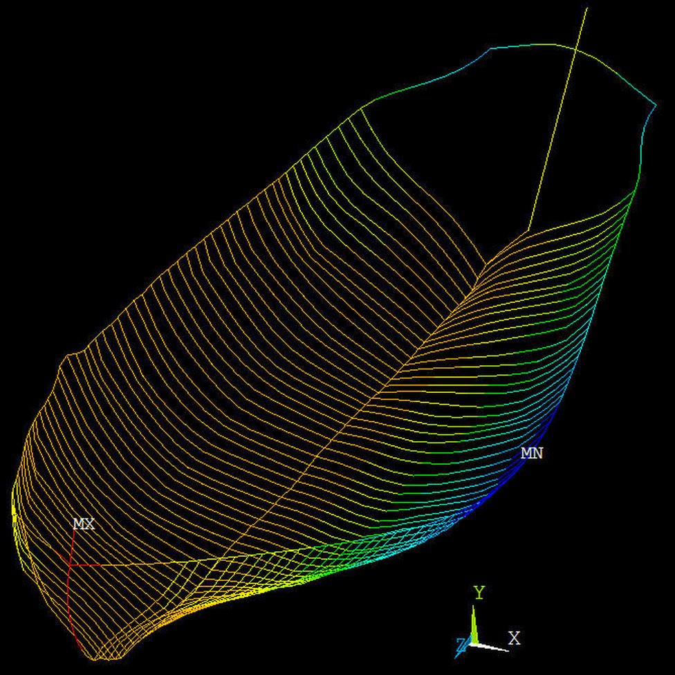 Сгенерированное компьютером изображение колыбели, которая должна удерживать корабль Ньюпорта