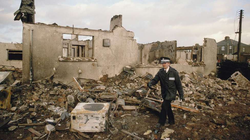 Casa destruida en Lockerbie.