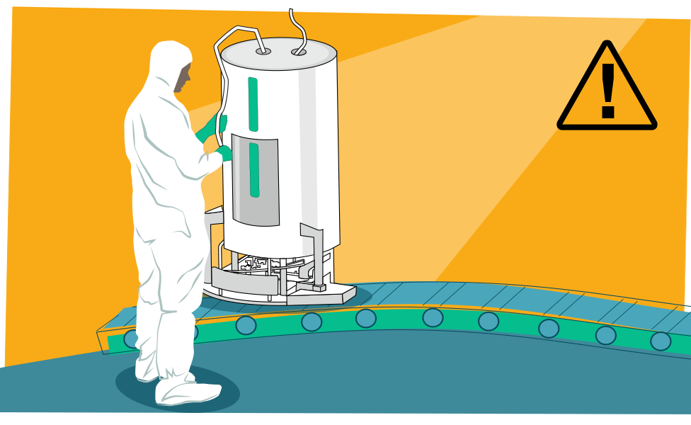 Illustration of a bioreactor and worker