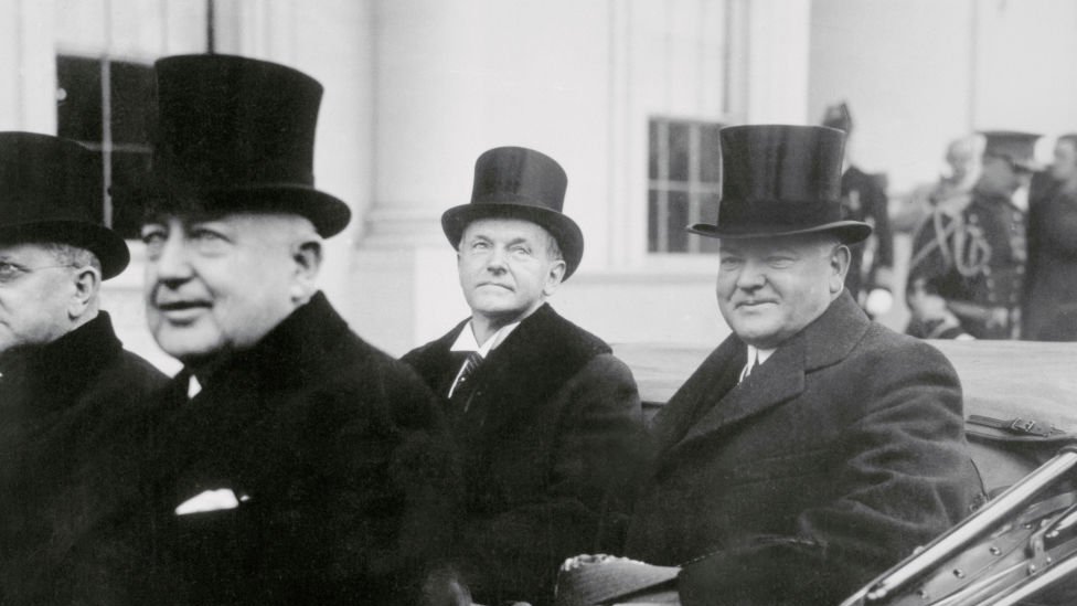 Los presidentes de EE.UU. Calvin Coolidge y Herbert Hoover.