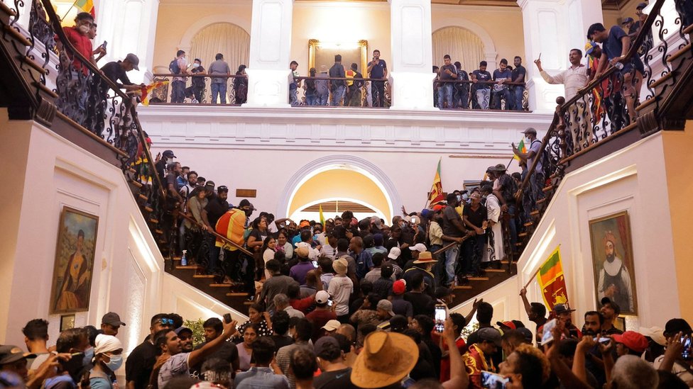 Protesters inside palace