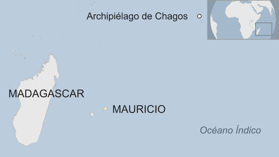 Mapa que muestra las Islas Chagos en el Océano Índico
