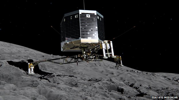 Впечатление художников о посадке посадочного модуля Rosettas Philae на комету 67P / Чурюмов-Герасименко