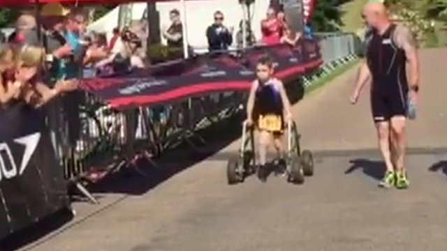 Bailey Matthews at the end of the triathlon