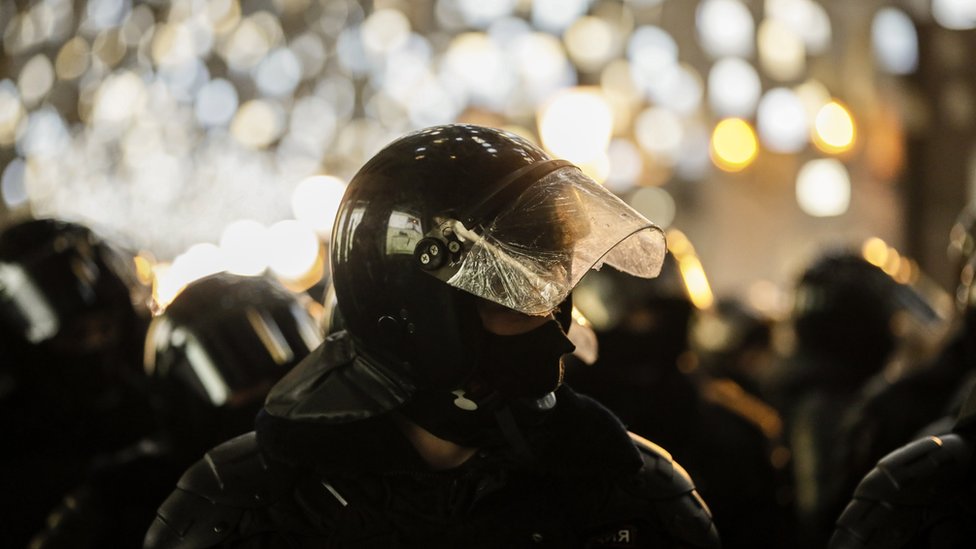 policía antimotines en Moscú