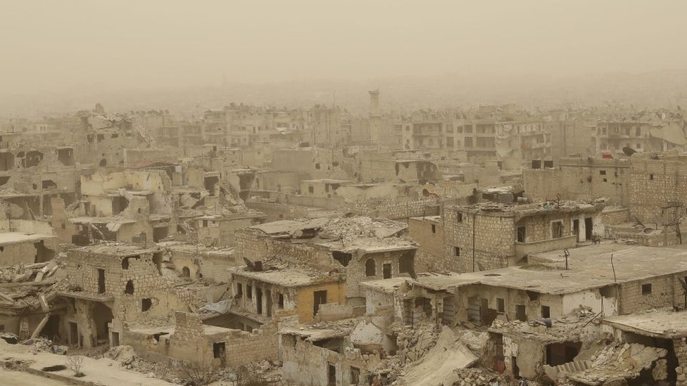 La destrucción en Alepo, en su momento la ciudad más poblada de Siria, es casi total. Alepo