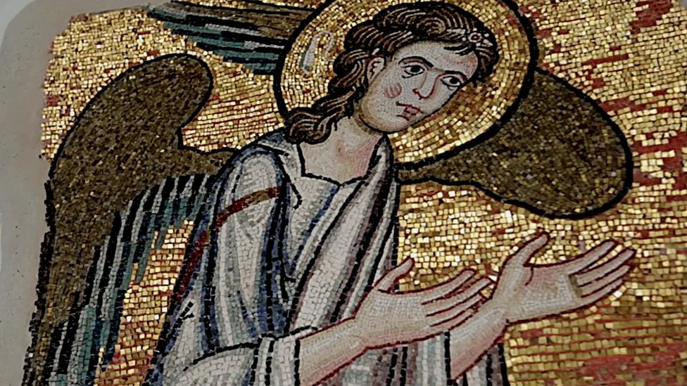 Angel mosaic revealed at Bethlehem's Church of the Nativity - BBC News