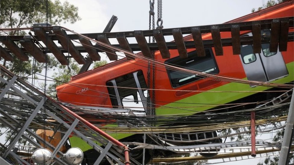 El tren que colapsó en Ciudad de México el 3 de mayo de 2021