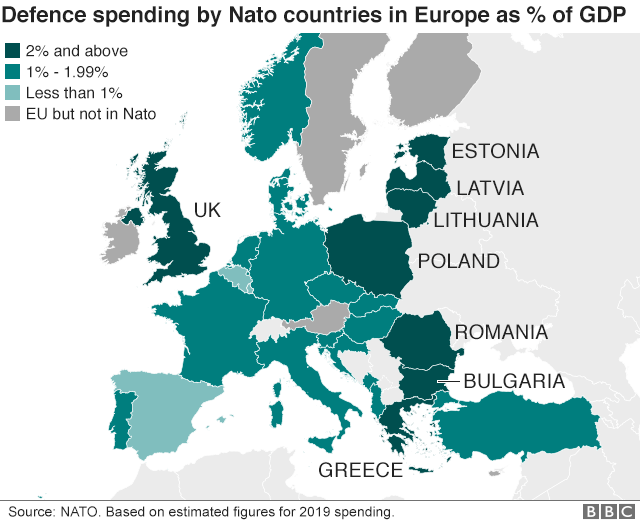 Карта расходов НАТО по странам