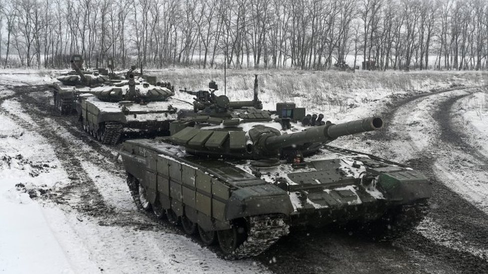 Russian tanks in the Rostov region, near the border with Ukraine. Photo: