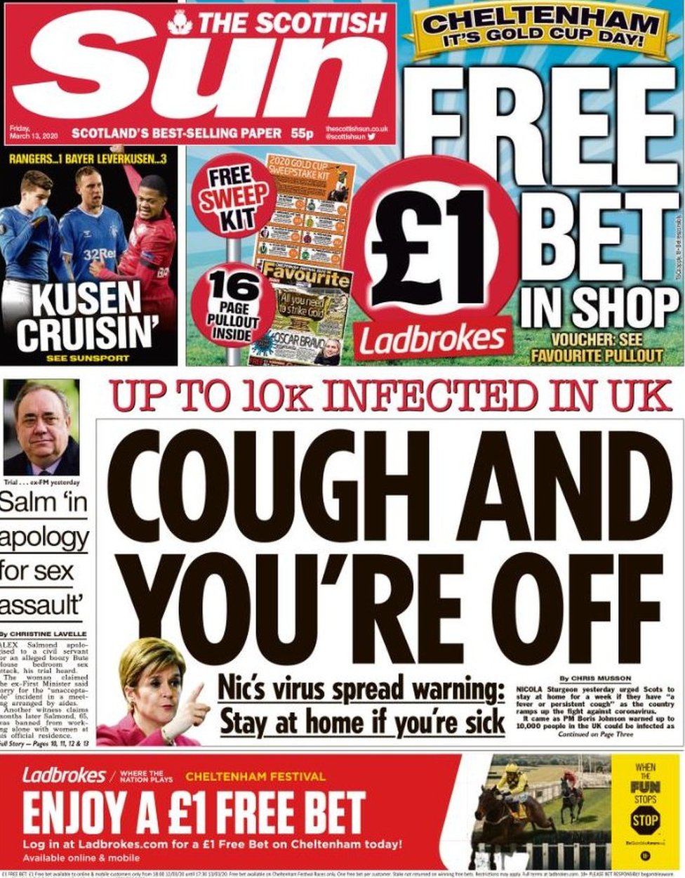 Scotland's Papers: PM's Warning And 'cough And You're Off' - BBC News