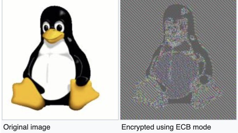 Слева отчетливо видно изображение пингвина, а справа - серое искаженное изображение, но его очертания все еще узнаваемы - тот же пингвин