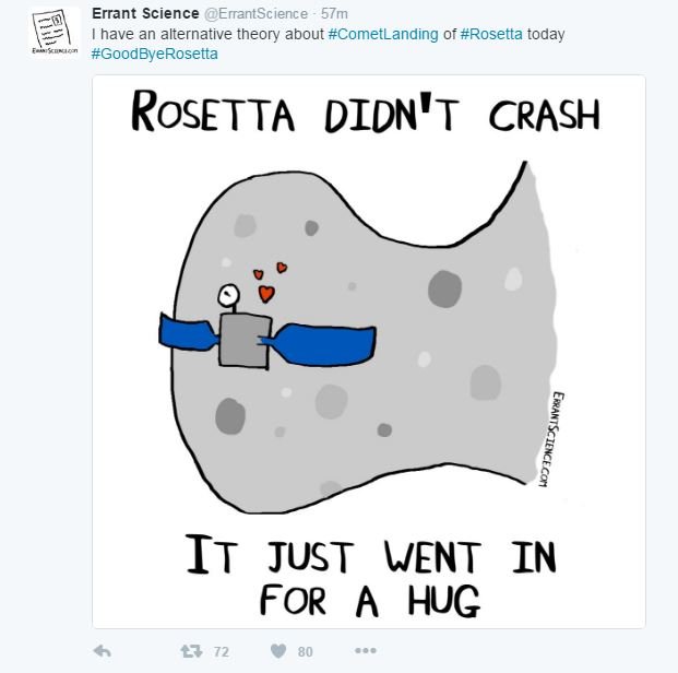 Errant Science написала в Твиттере: Розетта не разбилась, она просто пошла на объятия