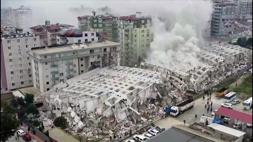 Drone footage shows earthquake aftermath in Turkey