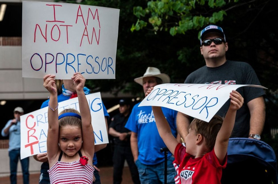 Children attend a protest in Virginia
