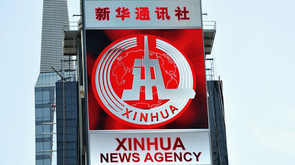 Anuncio de la agencia Xinhua en Times Square