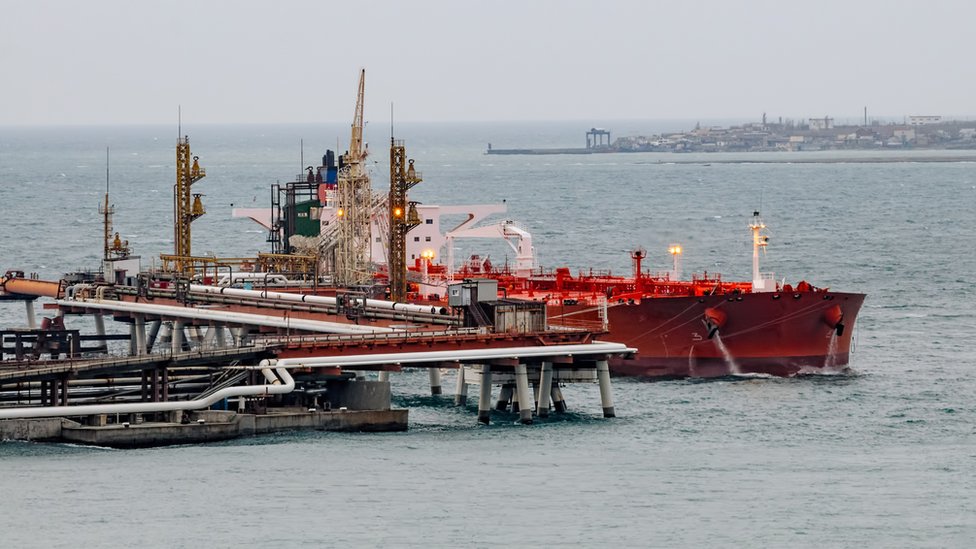 Tanker in the Russian port of Novorossiysk