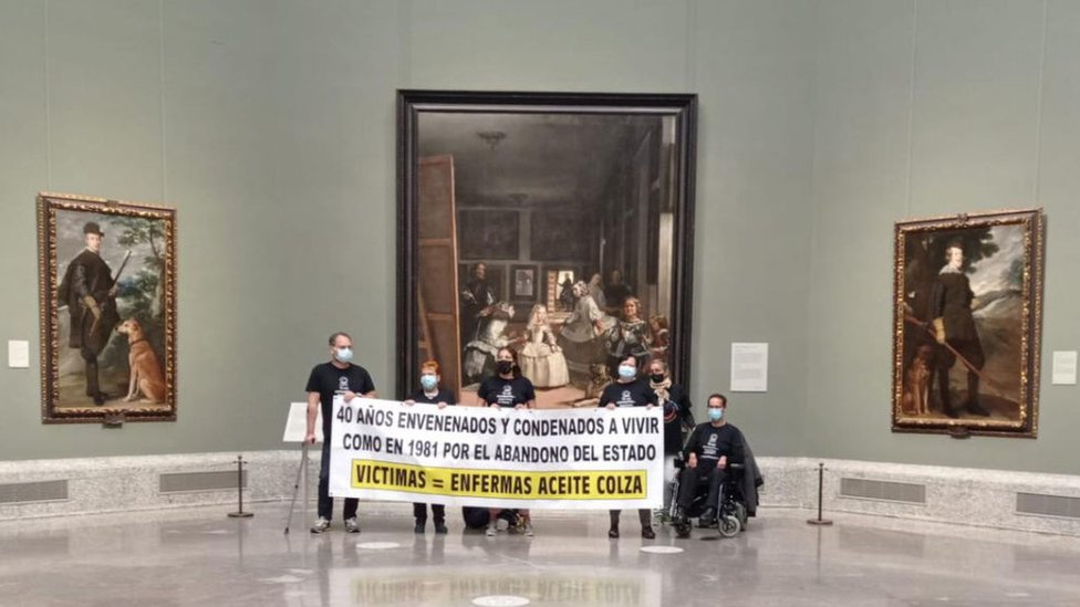 Protesta en el Museo del Prado de Madrid.
