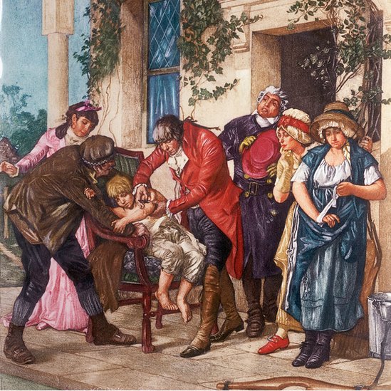 Painting of Doctor Jenner vaccinating James Phipps