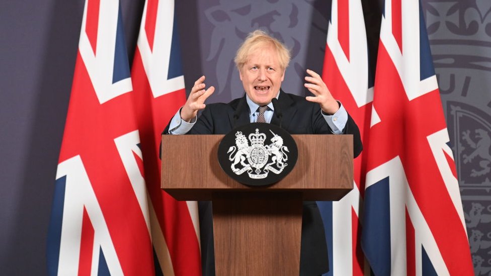 Boris Johnson al anunciar el acuerdo.