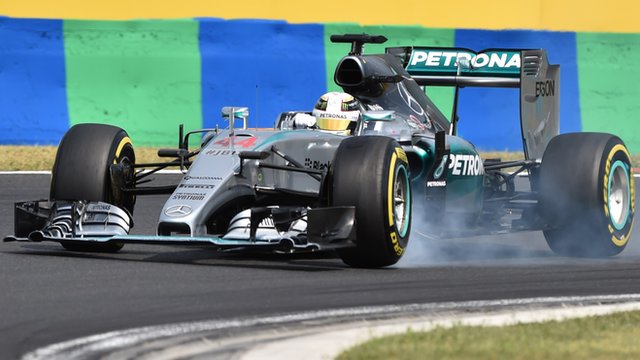 Lewis Hamilton drives in qualifying for the Hungarian Grand Prix