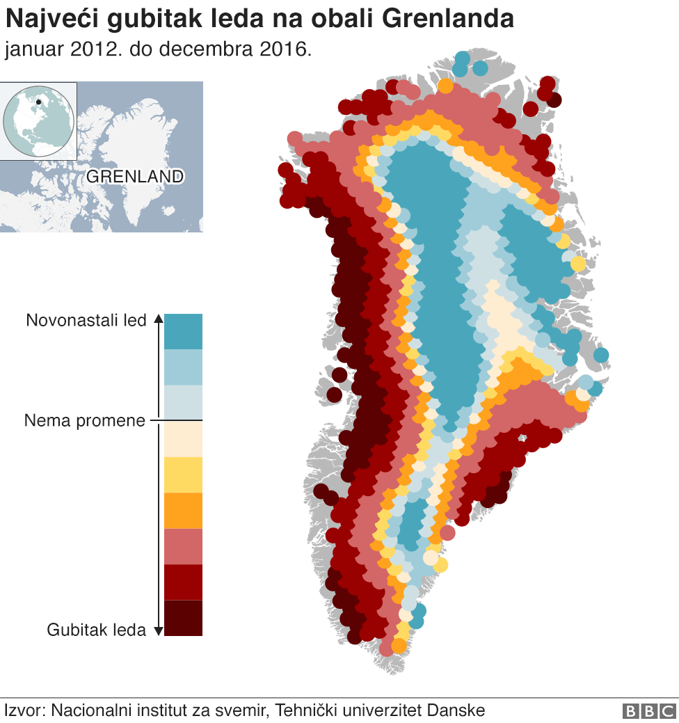 Najveći gubici leda oko obale Grenlanda