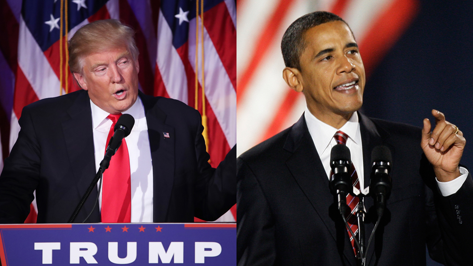 Trump v Obama: How their victory speeches compare - BBC News