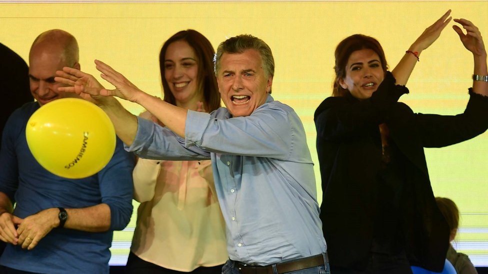 El presidente argentino Mauricio Macri apoyó a Piñera al final de su campaña presidencial. Mauricio Macri celebra su victoria