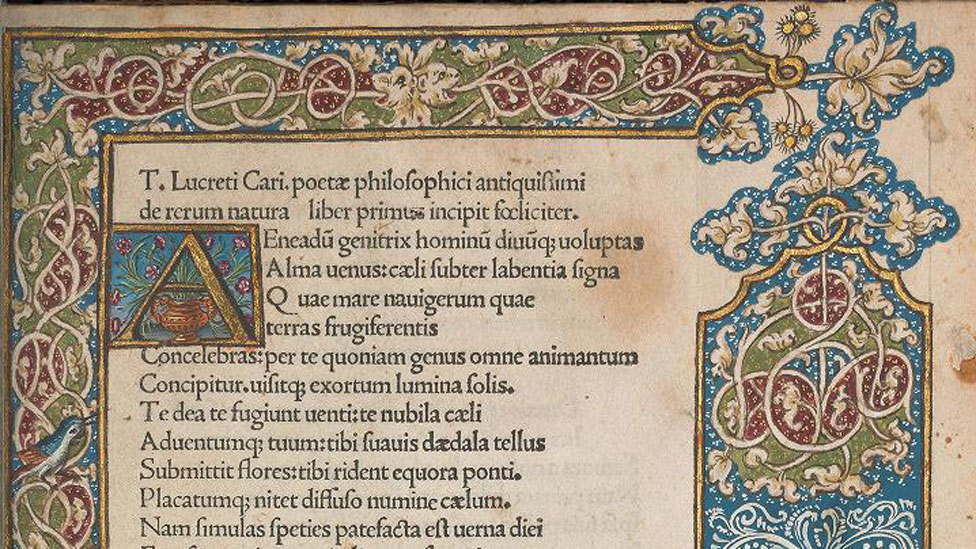 Parte superior de la primera página del poema en edición iluminada de Paulus Fridenperger, 1486