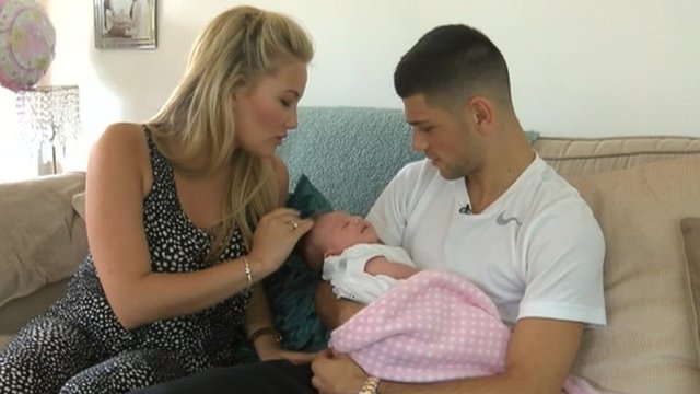 Joe Cordina with baby Sofia and partner Lauren