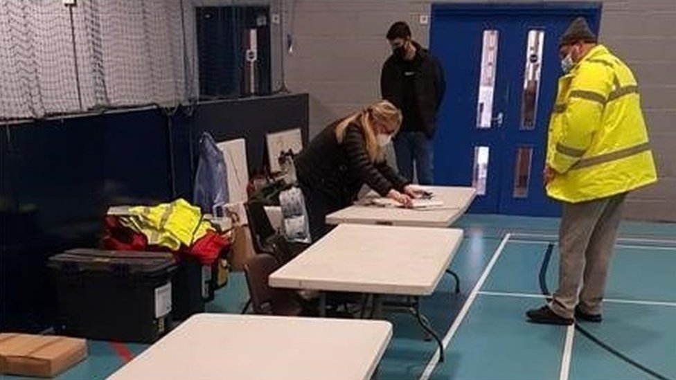 An emergency assistance centre set up by Bedford Borough Council