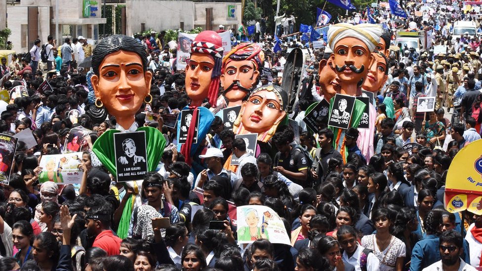 Изображение протеста Гаури Ланкеш в Бангалоре