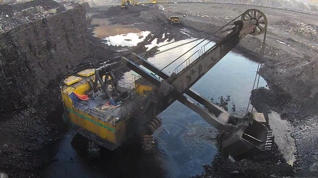 A machine digging for coal