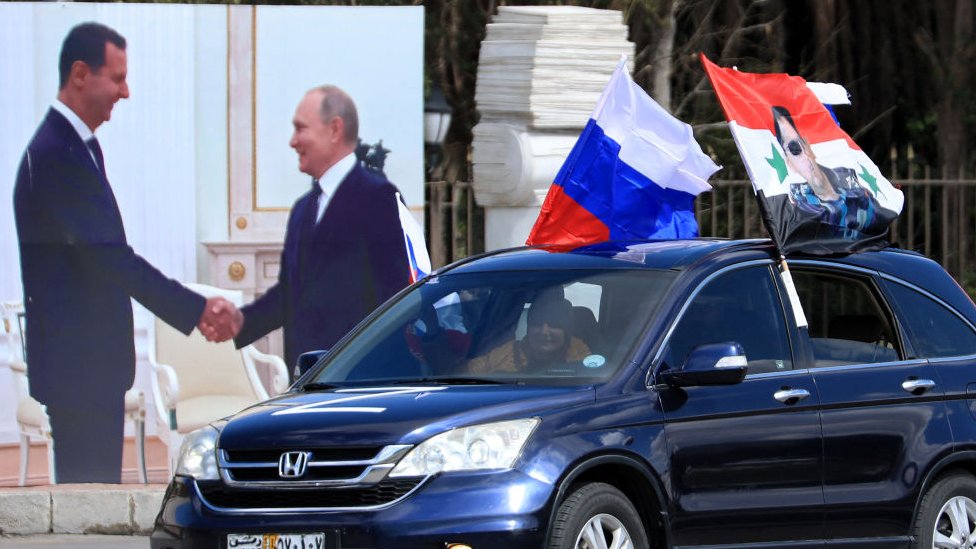 موكب داعم لروسيا في دمشق في مارس/ آذار 2022