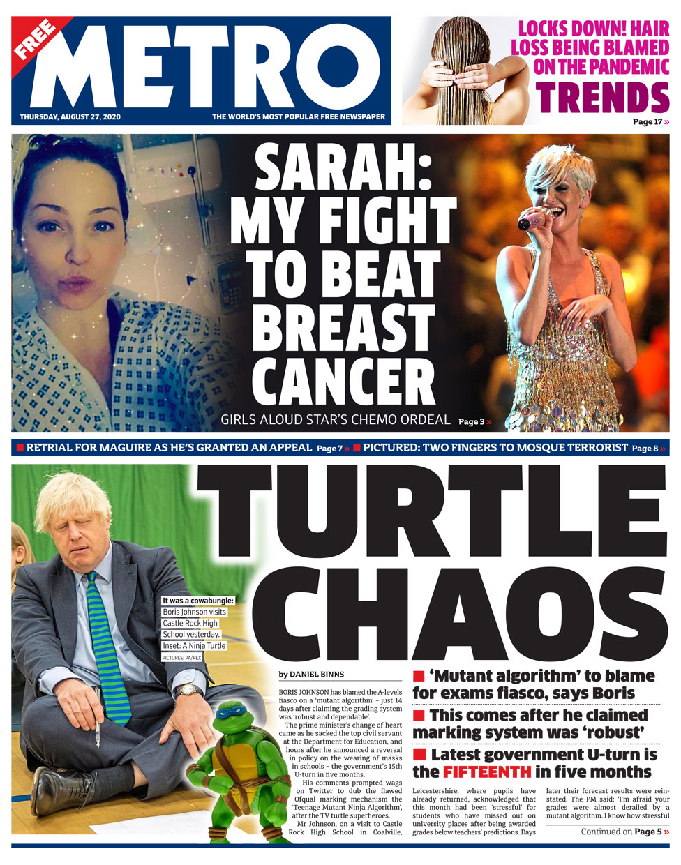 The Metro front page