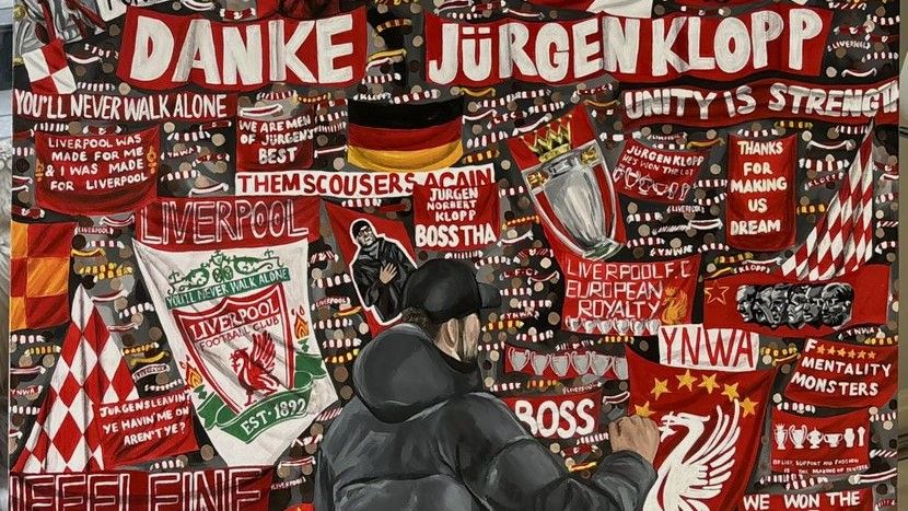 Liverpool news: Artist Abigail Rudkin talks of 'dream come true' painting Jurgen Klopp's leaving gift - BBC Sport