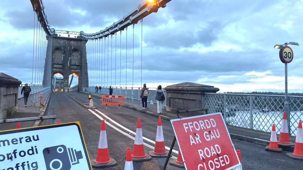 Menai Drivers warned as checks get under way on Anglesey bridge