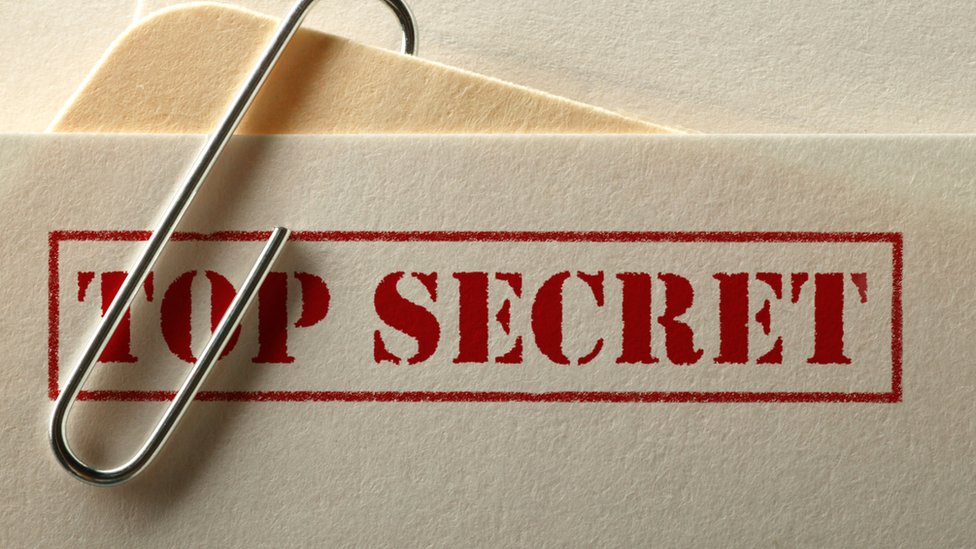 A folder marked "top secret"