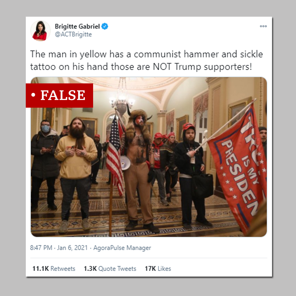False social media post claiming Antifa involved in storming the Capitol
