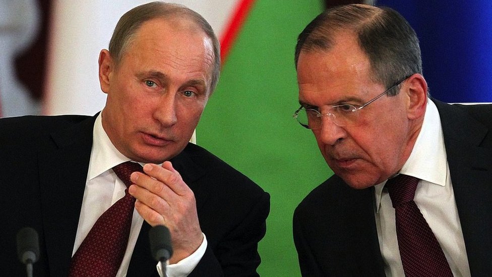 普京總統與俄羅斯外交部長謝爾蓋·拉夫羅夫