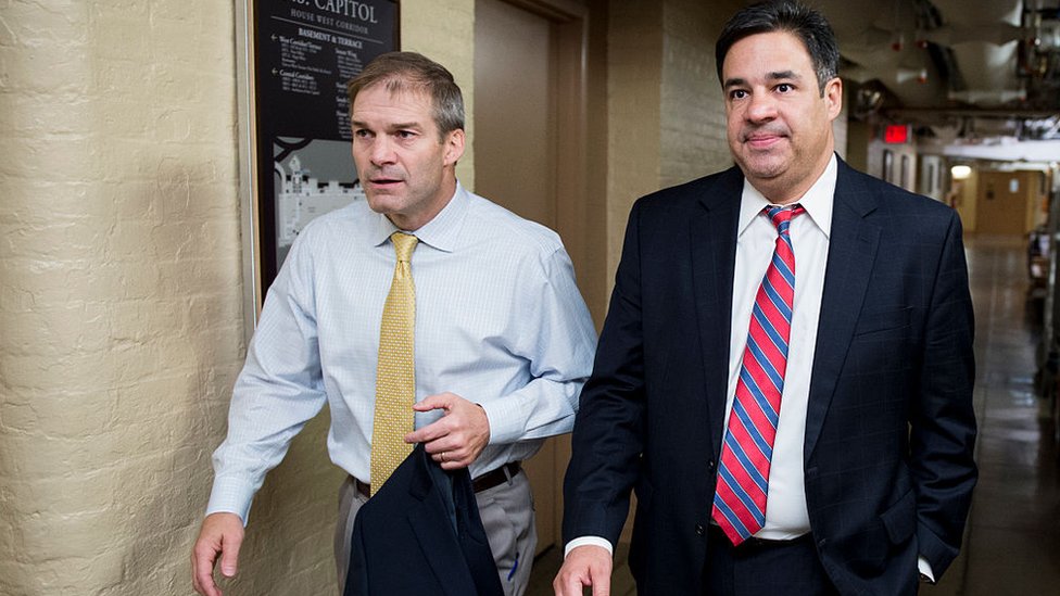 Jim Jordan, de Ohio; y Raúl Labrador, de Idaho, son dos de los nueve fundadores del Freedom Caucus. Jim Jordan, de Ohio; y Raúl Labrador, de Idaho.