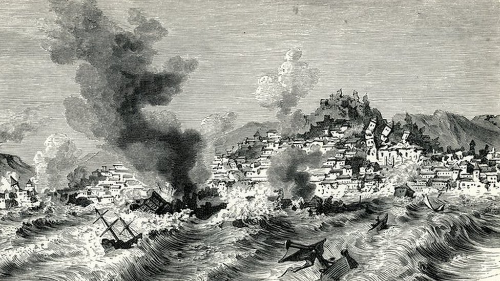 Ilustracion del terremoto de Lisboa