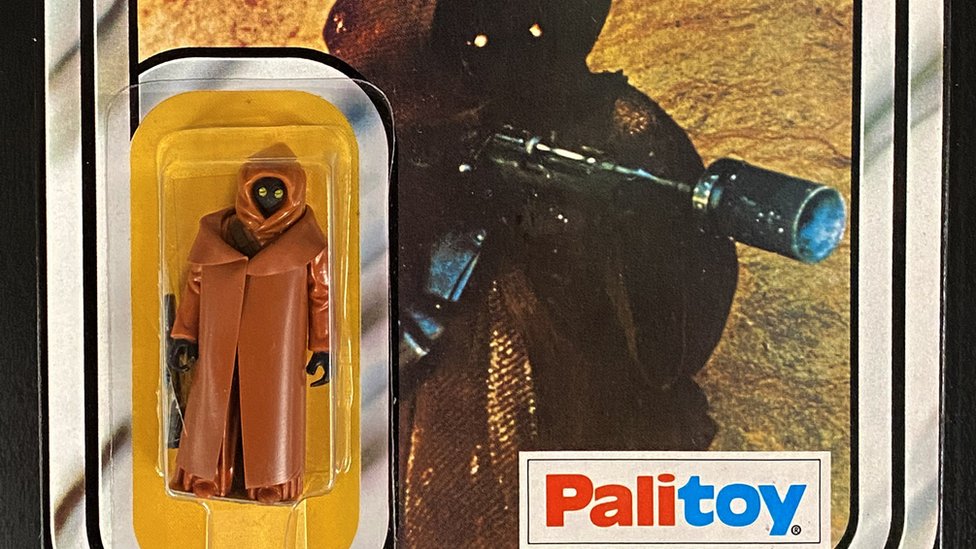 Palitoy Star Wars Jawa with rare Vinyl Cape on 12-back card.