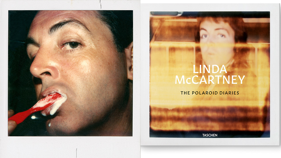 Пол Маккартни чистит зубы и обложка книги Polaroid